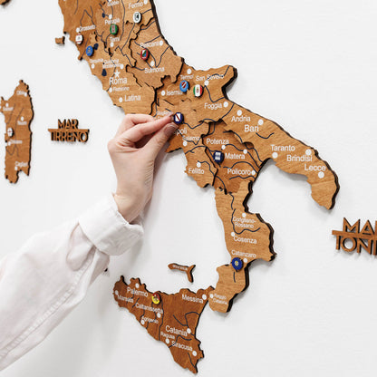 3D Wooden Map of Italy - Oak