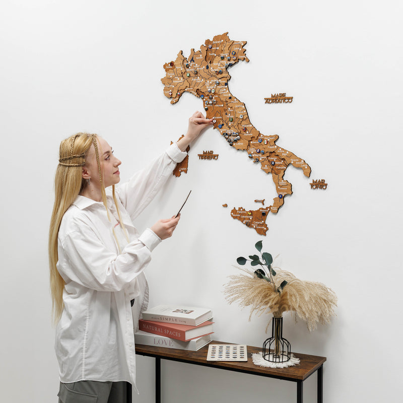 3D Wooden Map of Italy - Oak