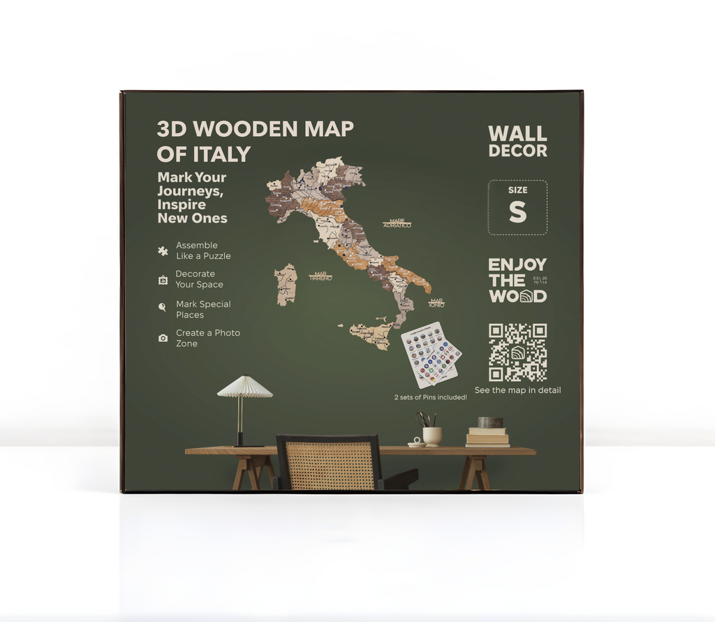 3D Wooden Map of Italy - Multicolor