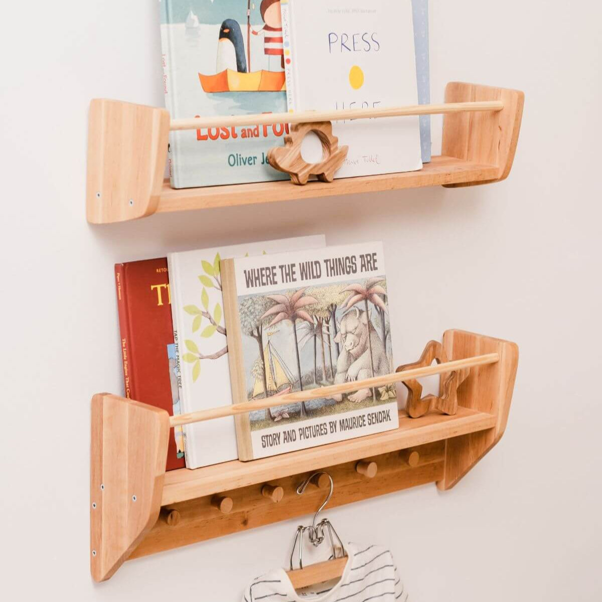 woody shelf with hook