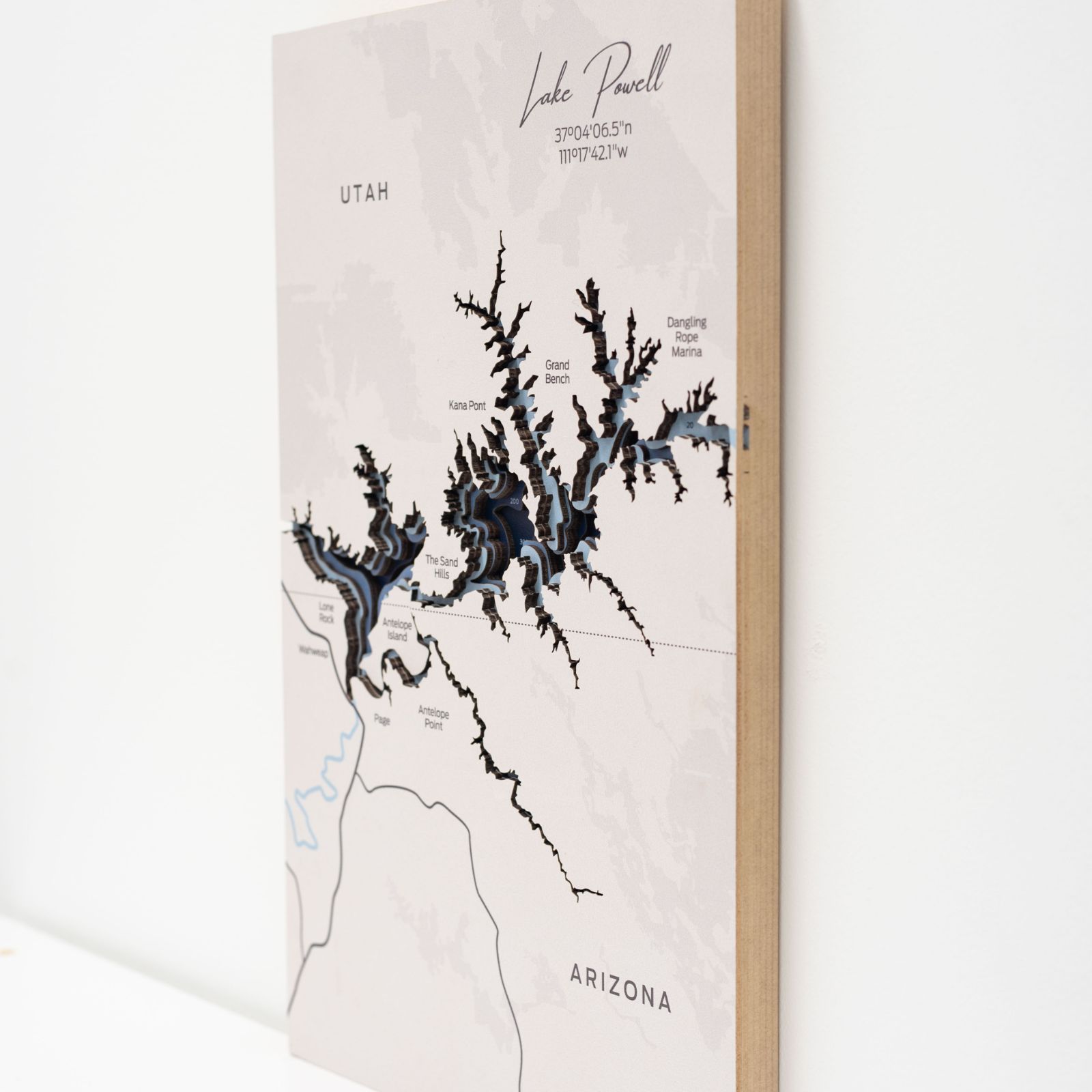 lake powell wooden map