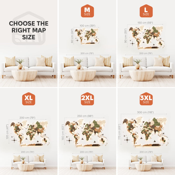 3D LED Wooden World Map 3.0 Nature (B2B)