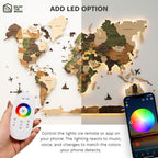 3D LED Wooden World Map 3.0 Nature (B2B)