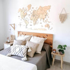 3d wooden map and flag pins