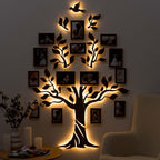 led wooden family tree