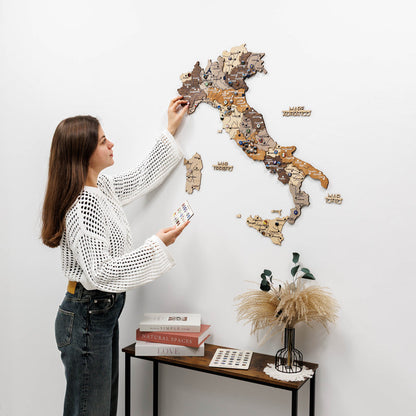 3D Wooden Map of Italy - Multicolor