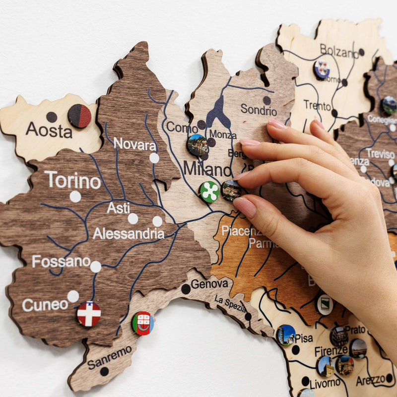 3D Wooden Map of Italy - Multicolor