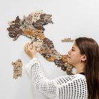 3D Wooden Map of Italy - Multicolor