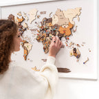 3D Wooden Panel World Map Multicolor