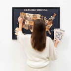 3D Wooden USA Map on Board Multicolor