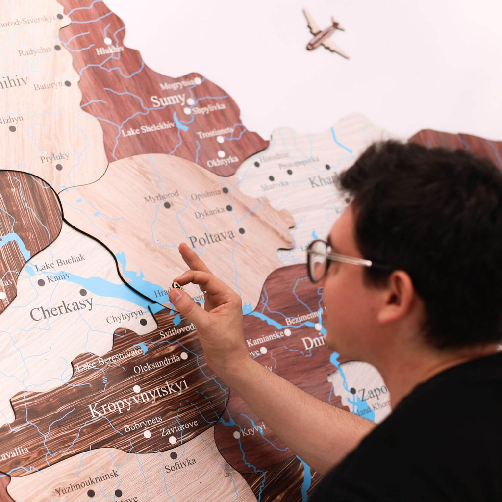 wooden map of ukraine