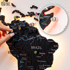 3D LED / LUMINOUS Wooden World Map 3.0 Midnight