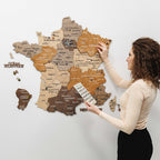 3D Wooden Map of France - Multicolor