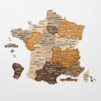 3D Wooden Map of France - Multicolor