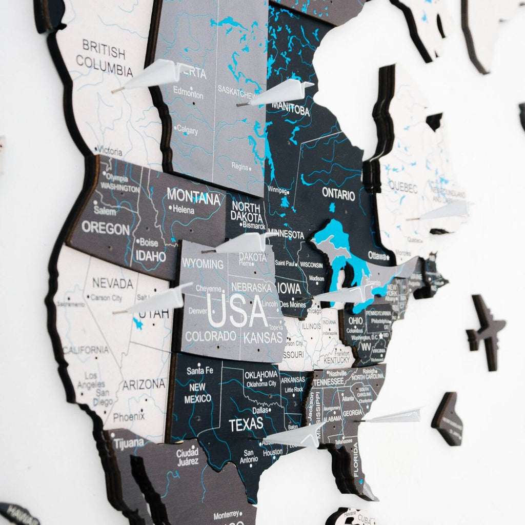 3d colored map and airplanes