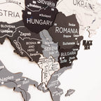 Map of Europe with countries labeled in black and gray on a white background