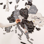 Map of Europe with a hand pointing to Poland