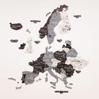 Map of Europe with country names and neighboring seas on a white background