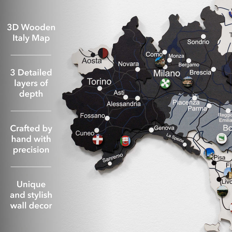 3D Wooden Map of Italy - Nordik