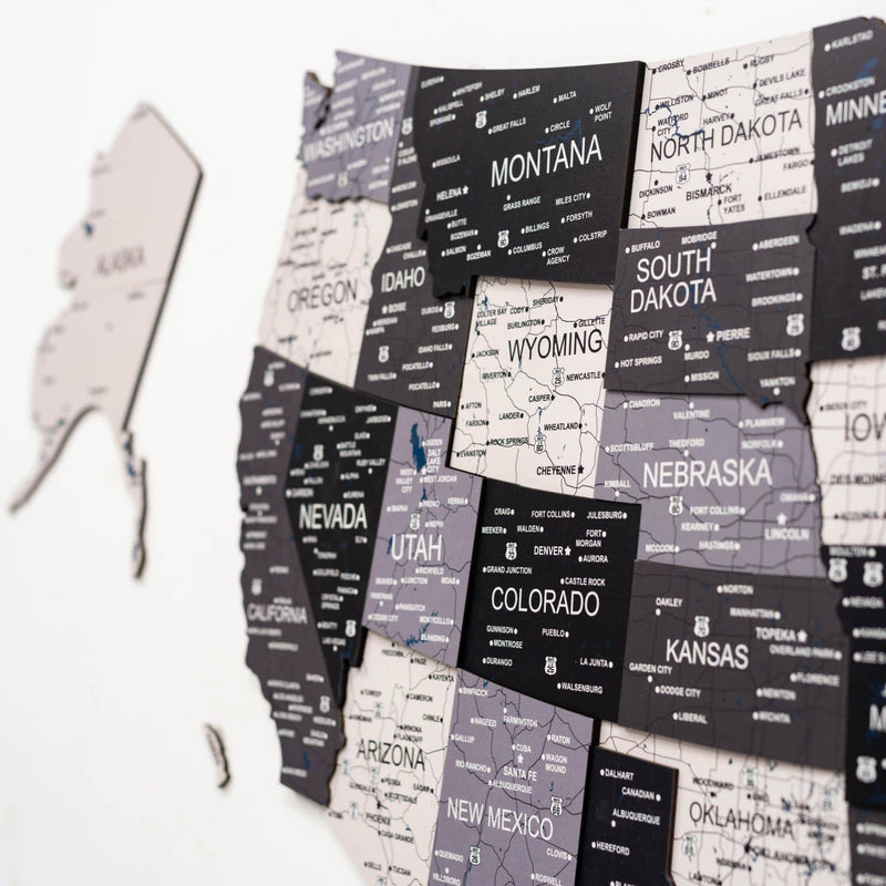 Wooden 3d Map of USA - Nordik