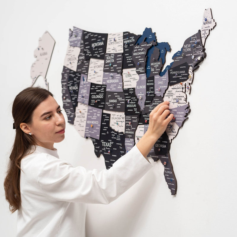 Wooden 3d Map of USA - Nordik