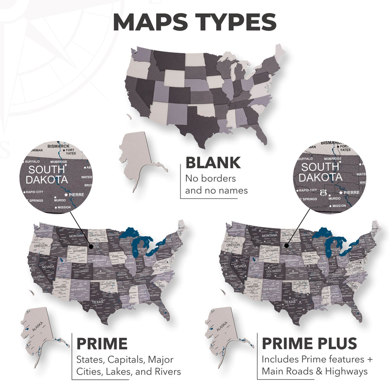 Wooden 3d Map of USA - Nordik