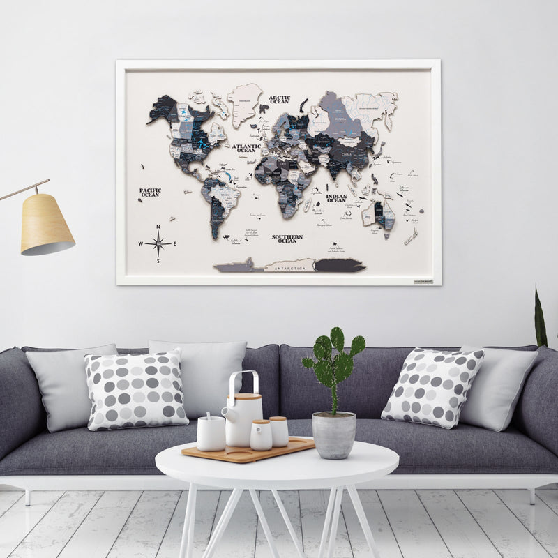 3D Wooden Panel World Map Nordik