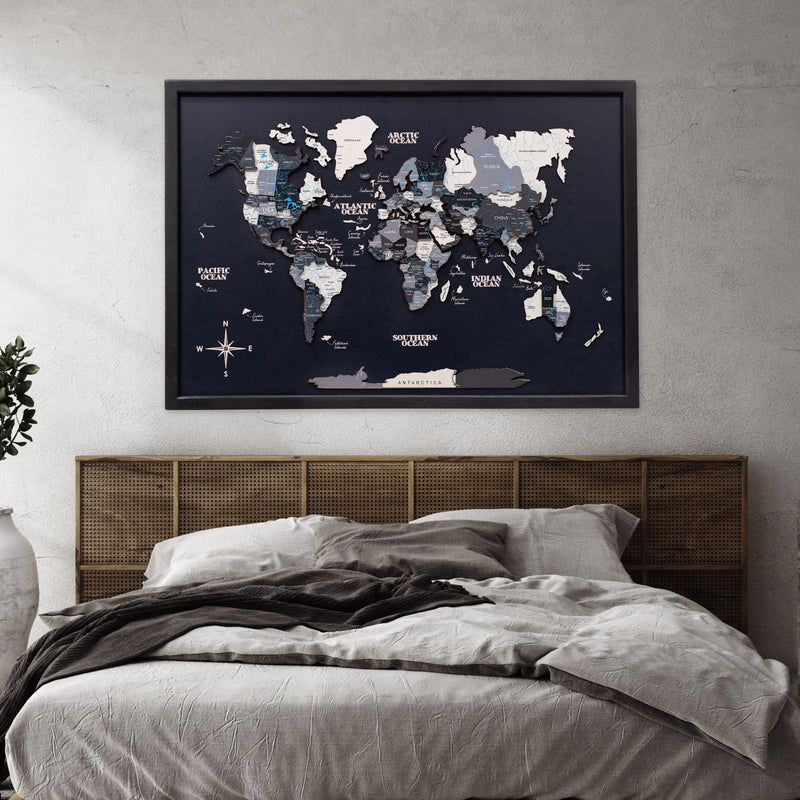 3D Wooden Panel World Map Nordik