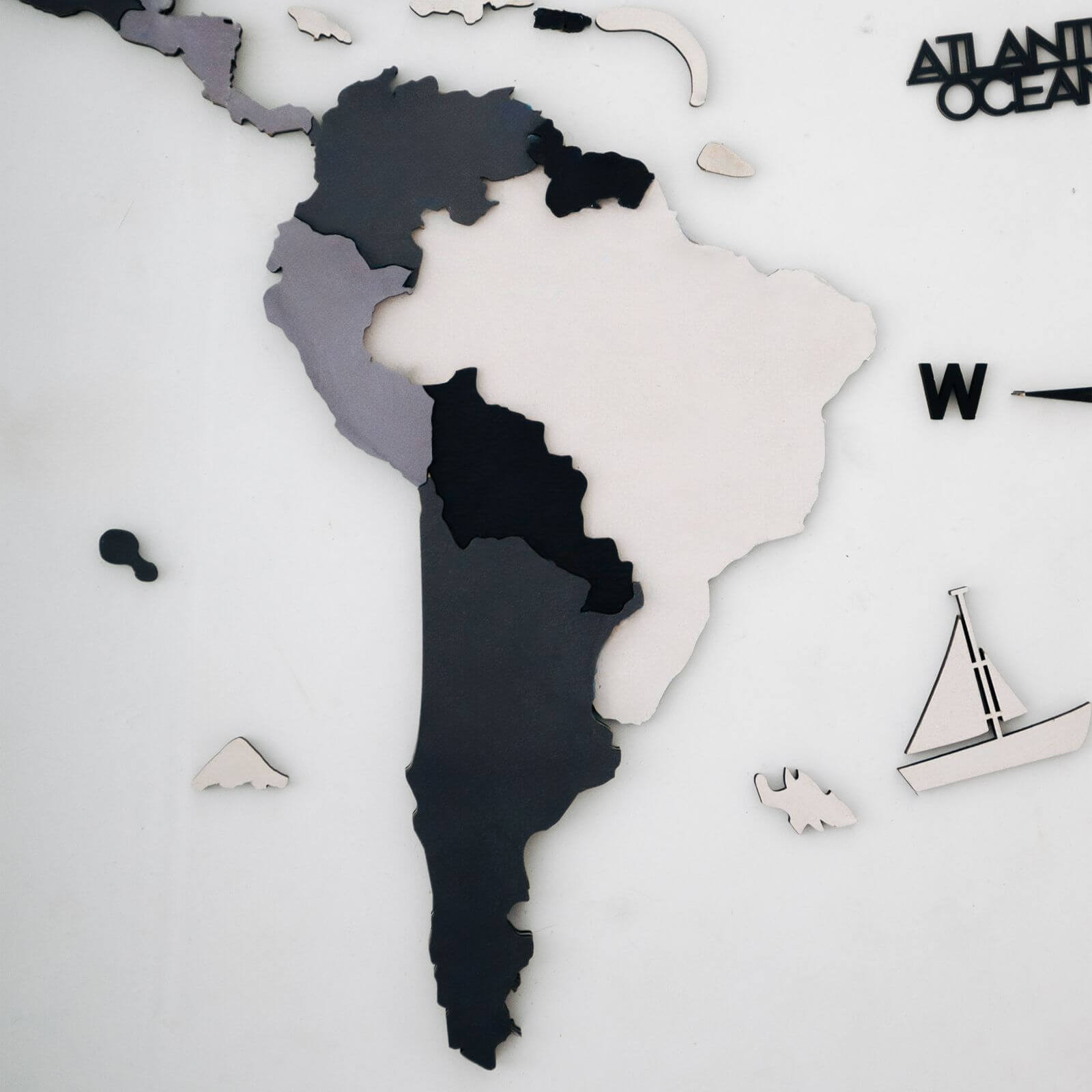 luminous colored wooden world map
