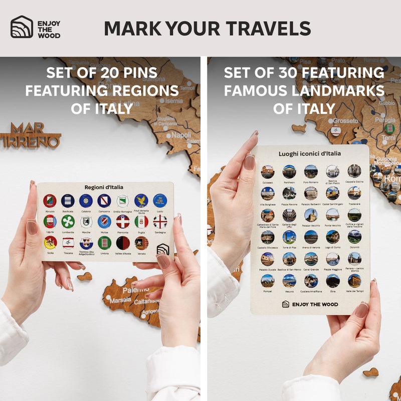 3D Wooden Map of Italy - Oak