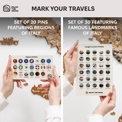 3D Wooden Map of Italy - Oak