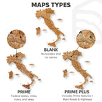 3D Wooden Map of Italy - Oak