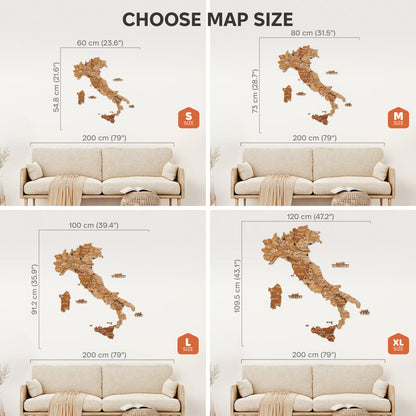3D Wooden Map of Italy - Oak