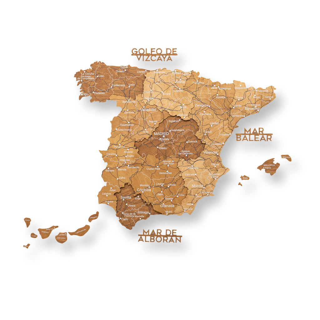Wooden Map of Spain – Oak