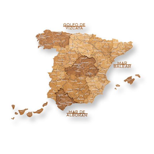 Wooden Map of Spain – Oak