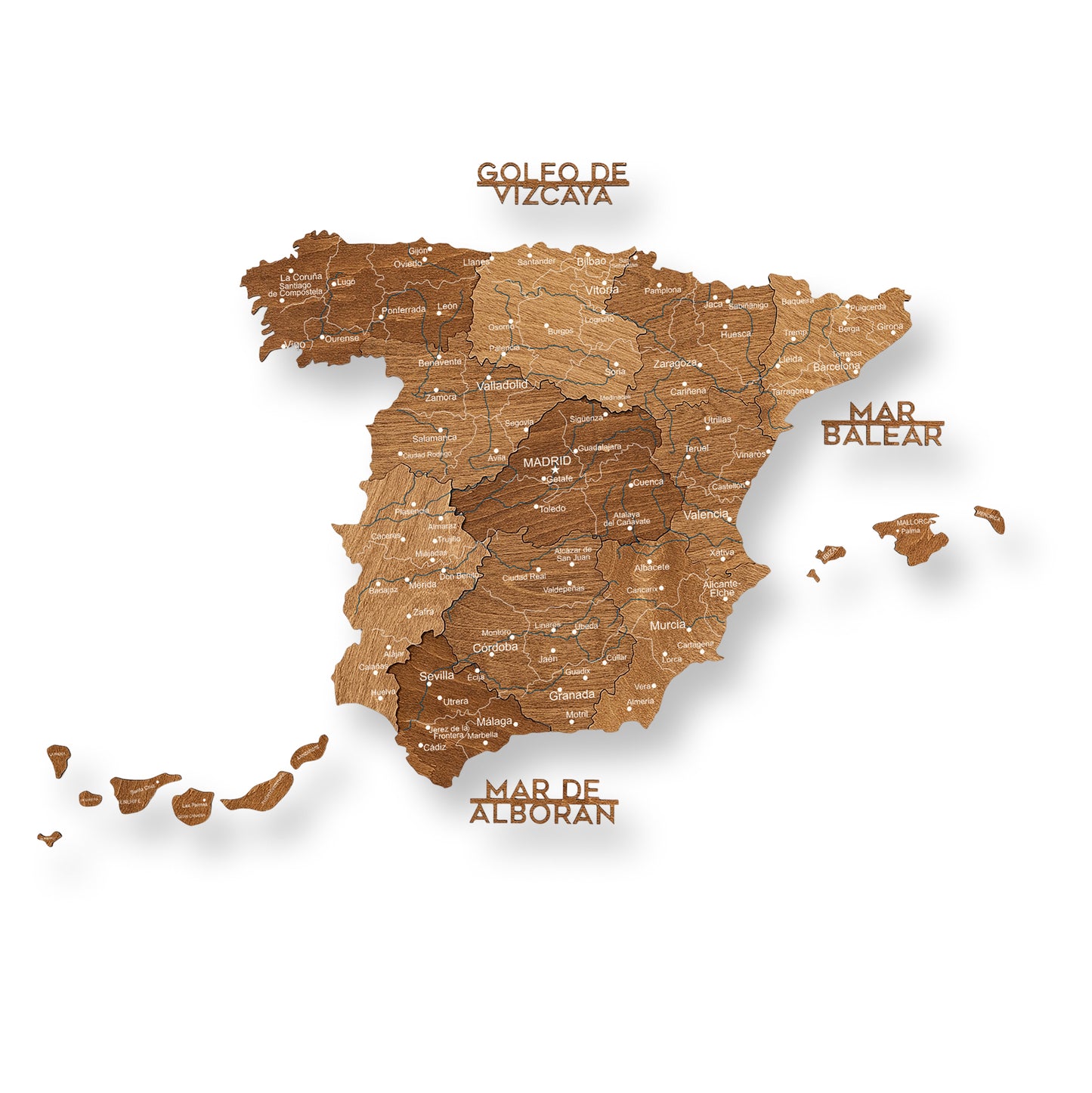 Wooden Map of Spain – Oak