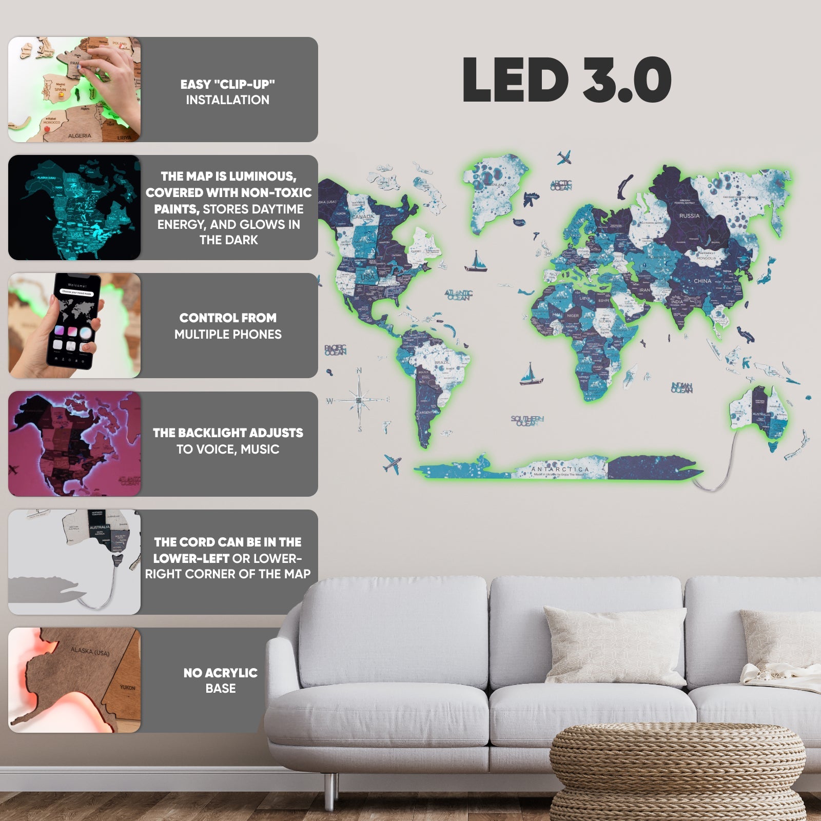 light up world map