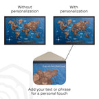 3D Wooden Panel World Map Dark Walnut