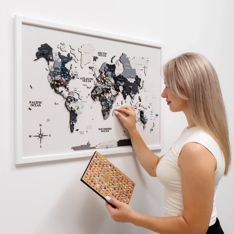 3D Wooden Panel World Map Nordik