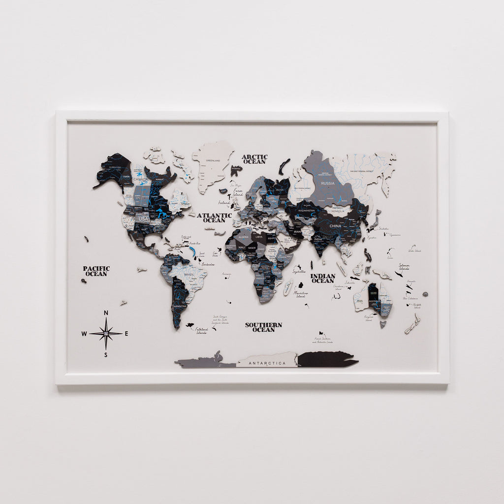 3D Wooden Panel World Map Nordik
