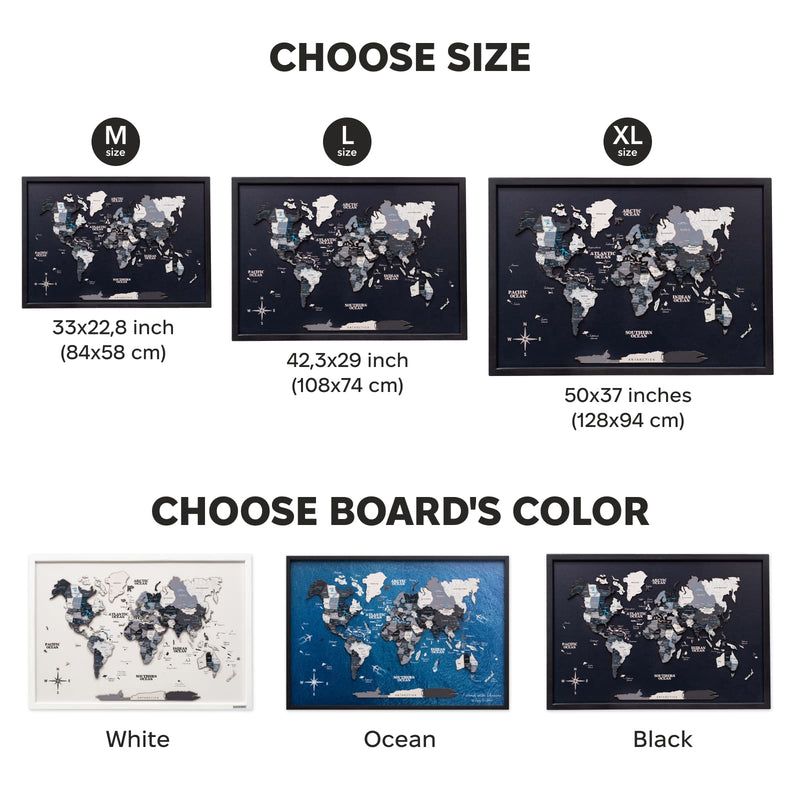 3D Wooden Panel World Map Nordik