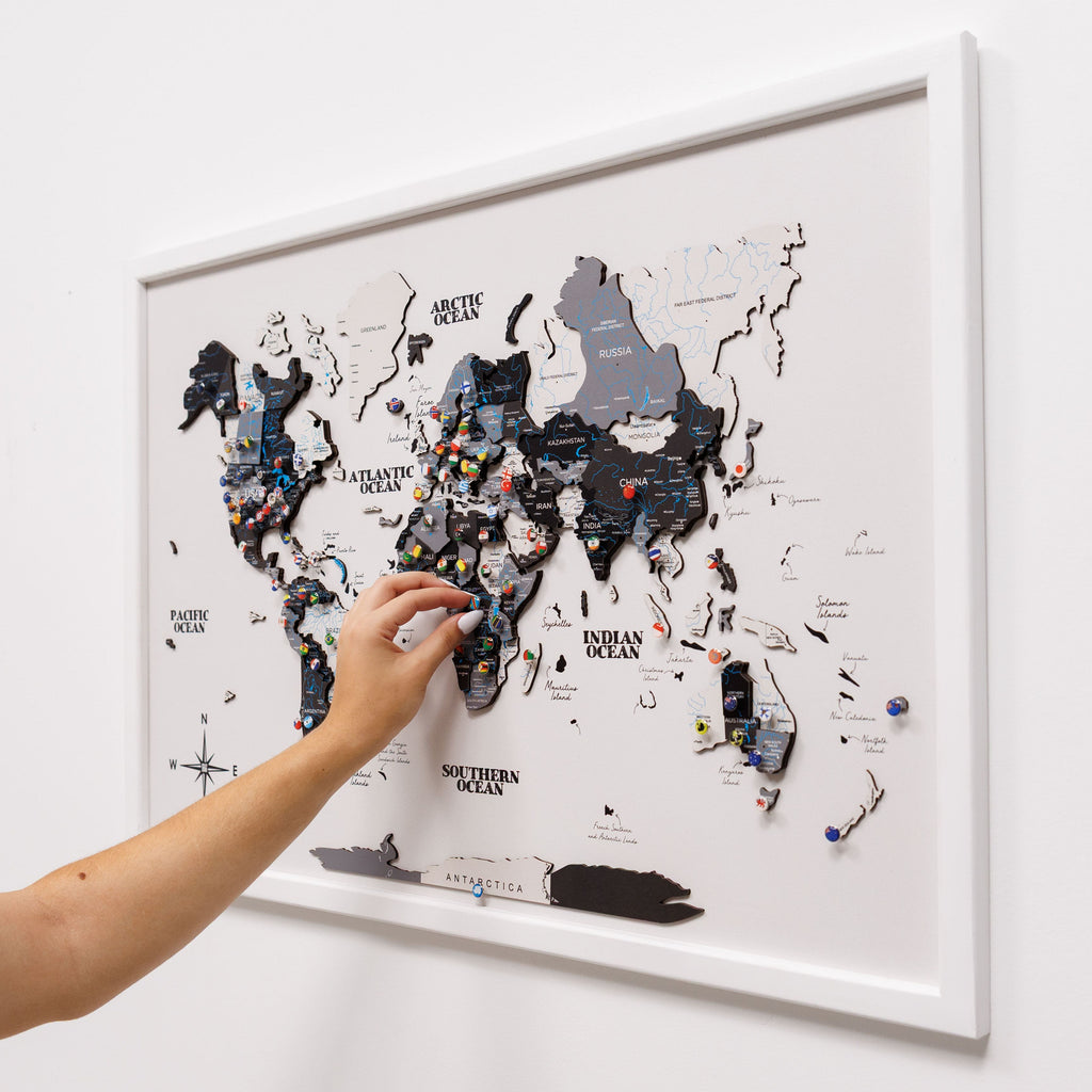 3D Wooden Panel World Map Nordik