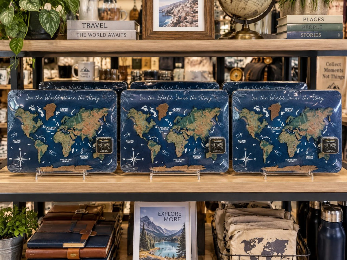 Mini Cork World Map Physical with Pins (B2B)