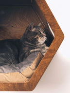 cat shelf pillow in grey & beige colors