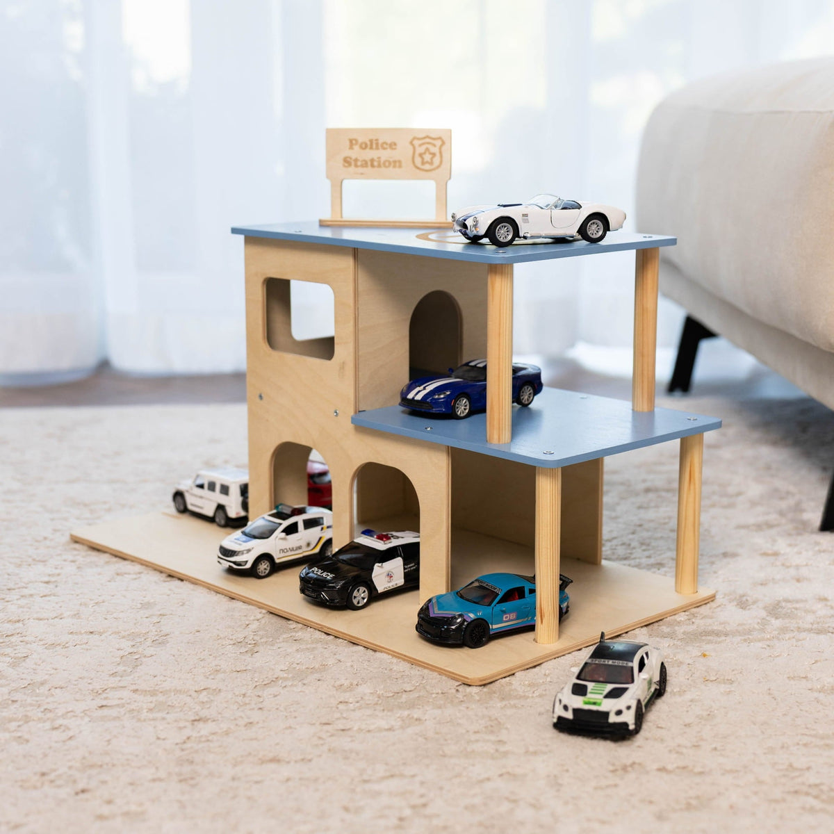 wooden police station toy