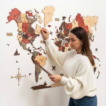 3D Wooden World Map Fusion