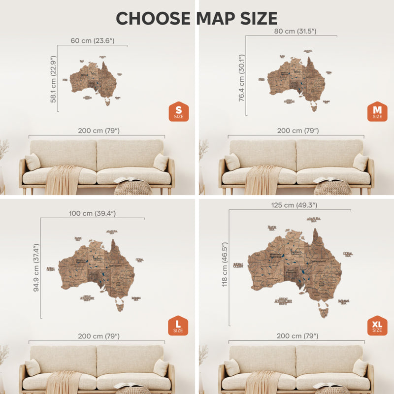 3D Wooden Map of Australia - Terra