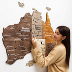 3D дерев'яна карта Європи різнокольорова 