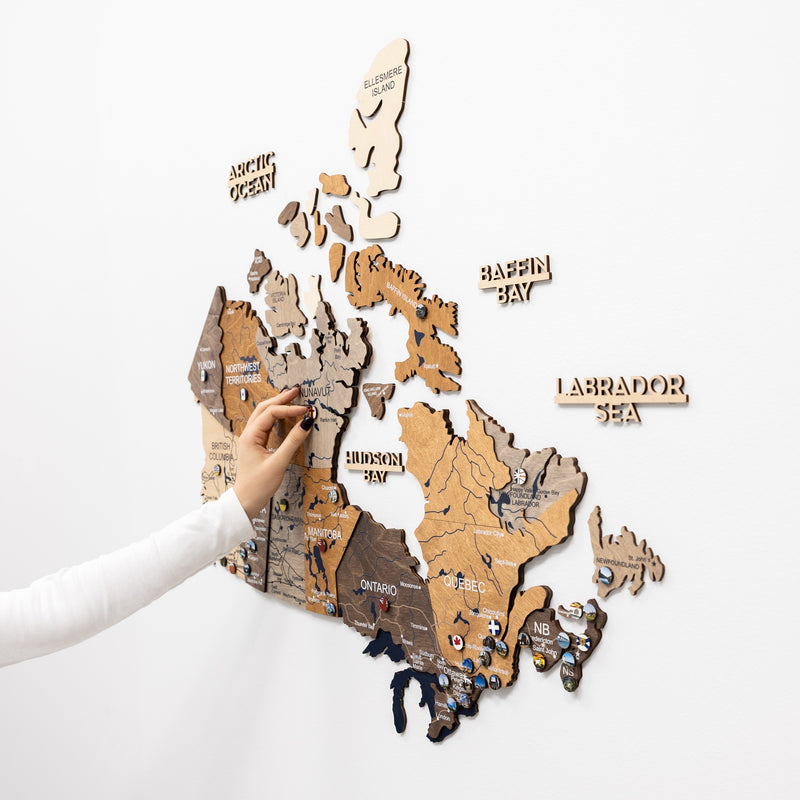 3D Canada Wooden Map Multicolor