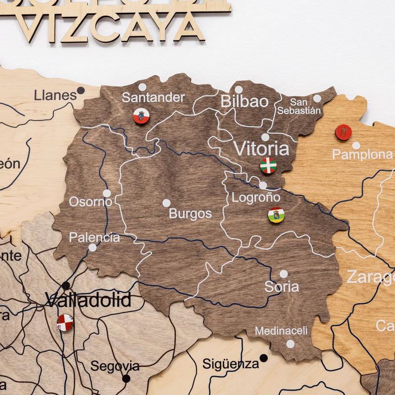 Wooden Map of Spain – Multicolor